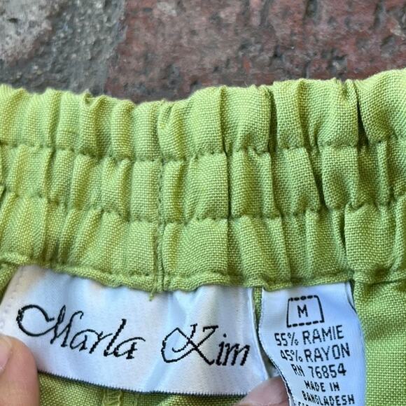 Vintage Marla Kim Lime Green Shorts Elastic Waist Size M - Picture 2 of 3